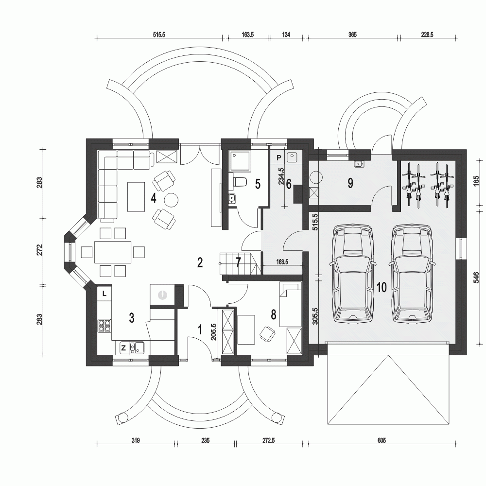 Rzut projektu Dom Dla Ciebie 5 A1 z garażem 2st. - Parter