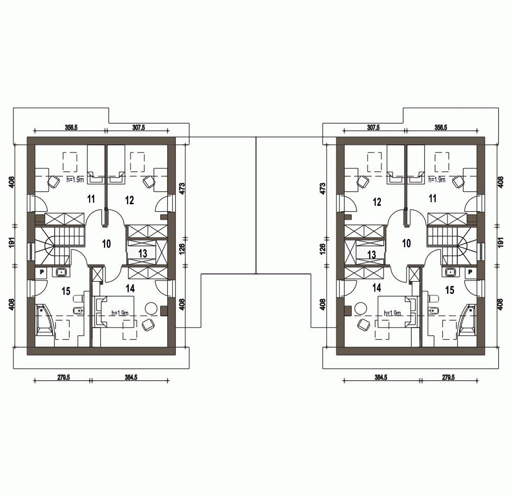 Rzut projektu Głuszec A-BL1 z garażem - Piętro