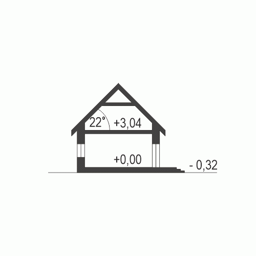 Rzut projektu Zyta A-BL z garażem - Przekrój