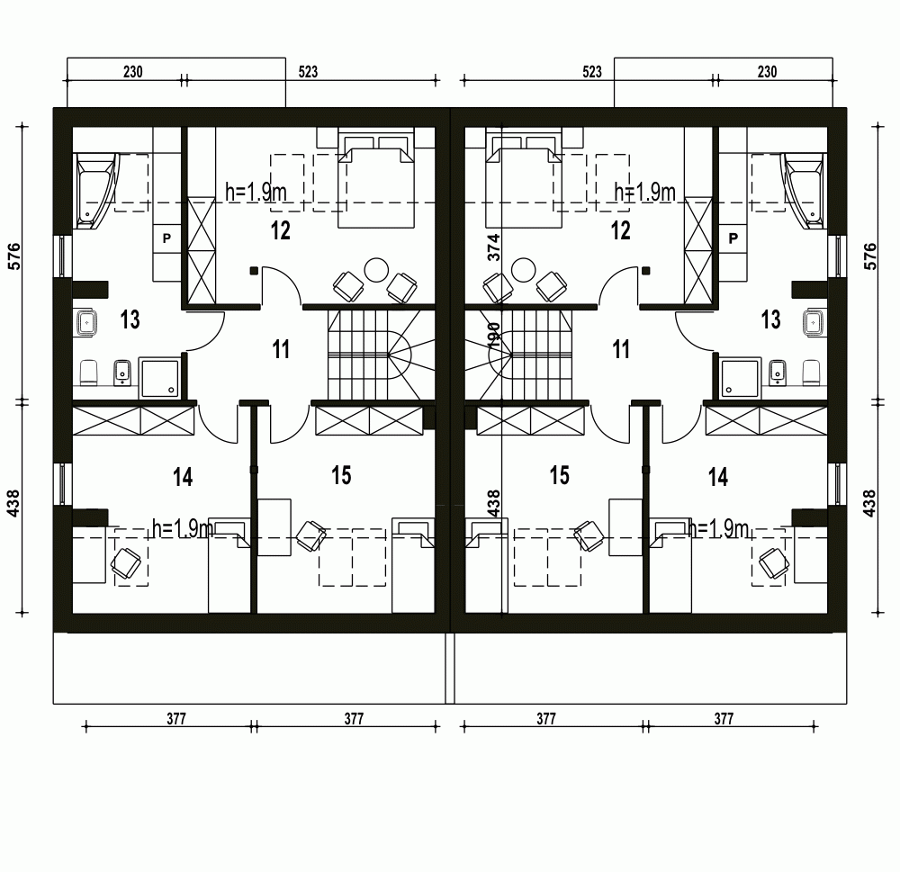 Rzut projektu Mazurek II BL1 z garażem - Piętro