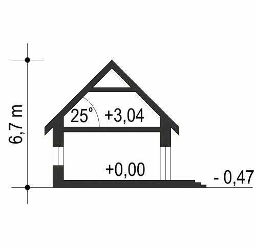 Rzut projektu Aron z garażem - Przekrój