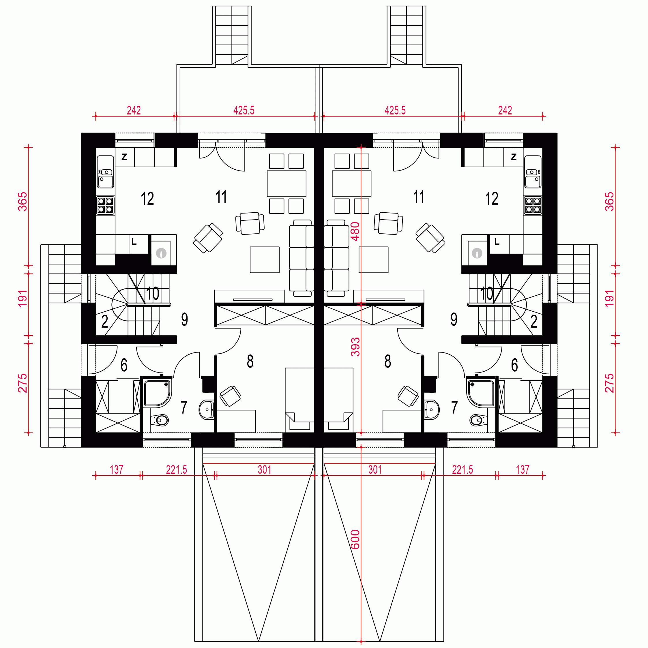 Rzut projektu Grab A-BL1 z garażem - Parter