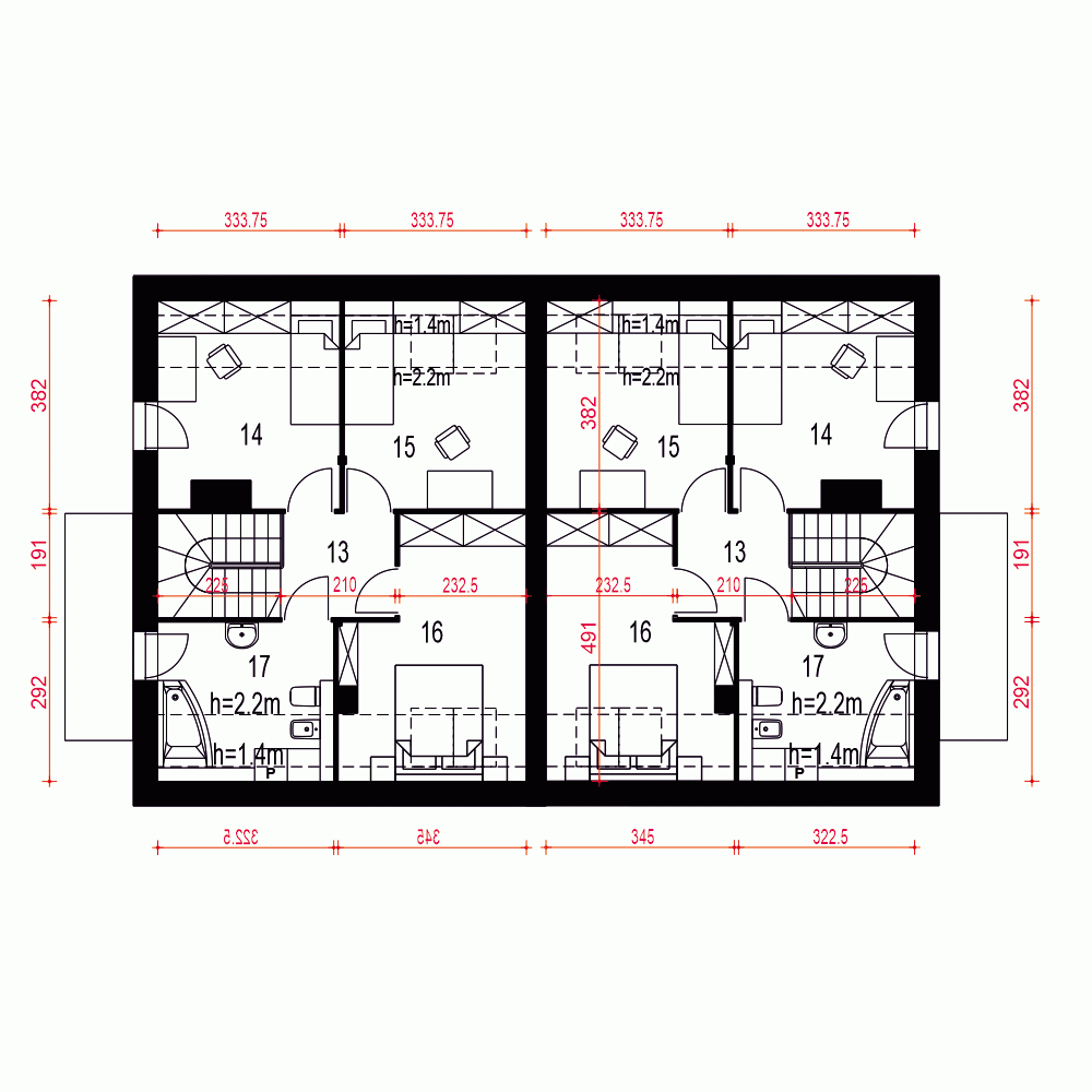 Rzut projektu Grab A-BL1 z garażem - Piętro