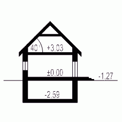 Rzut projektu Grab A-BL1 z garażem - Przekrój
