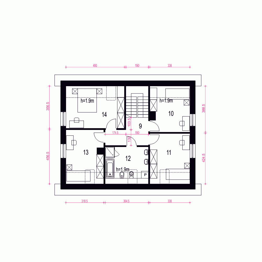 Rzut projektu Igor IV z garażem - Piętro