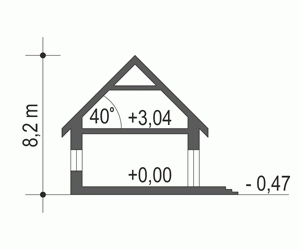 Rzut projektu Dom Dla Ciebie 5 A3 z garażem 2st. - Przekrój
