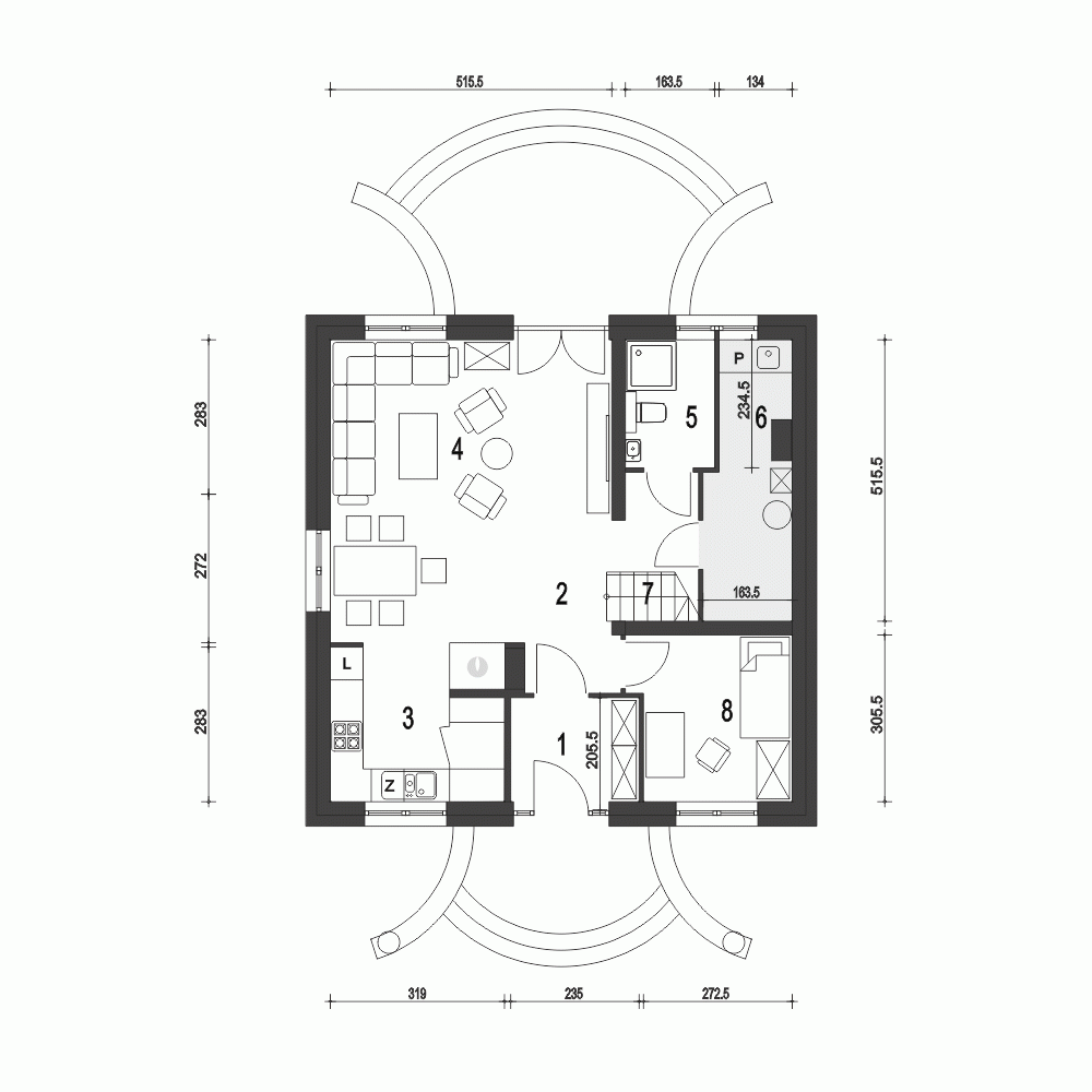 Rzut projektu Dom Dla Ciebie 5 B1 - Parter