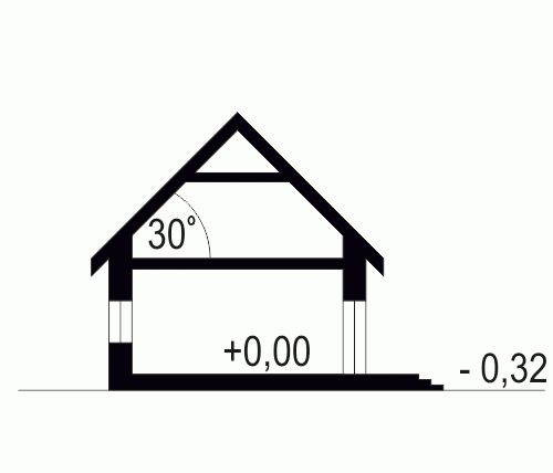Rzut projektu Flora A z garażem - Przekrój