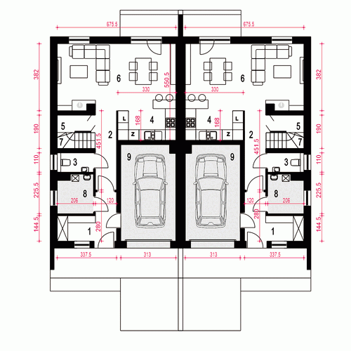 Rzut projektu Głuszec III Mode A-BL z garażem - Parter