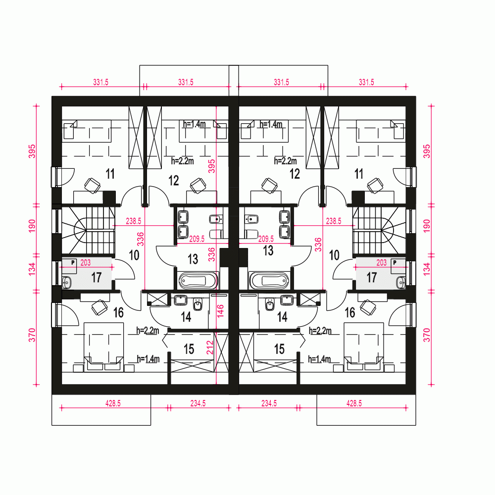 Rzut projektu Głuszec III Mode A-BL z garażem - Piętro