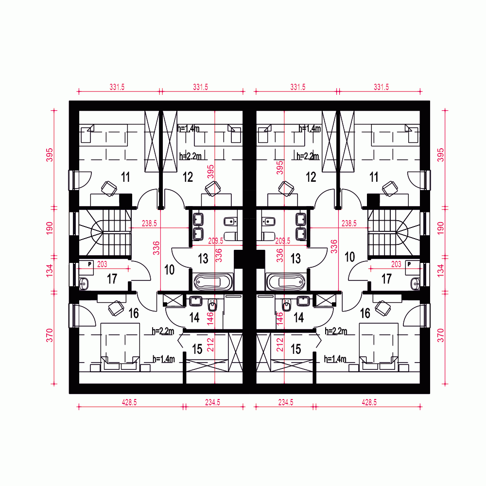 Rzut projektu Głuszec III A-BL z garażem - Piętro