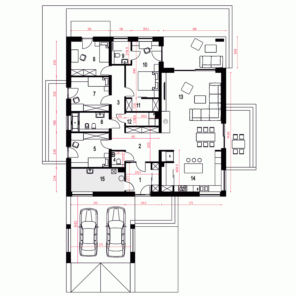 Rzut projektu Czarnuszka wiata z wiatą - Parter