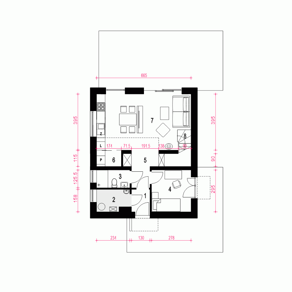 Rzut projektu Amon - Parter