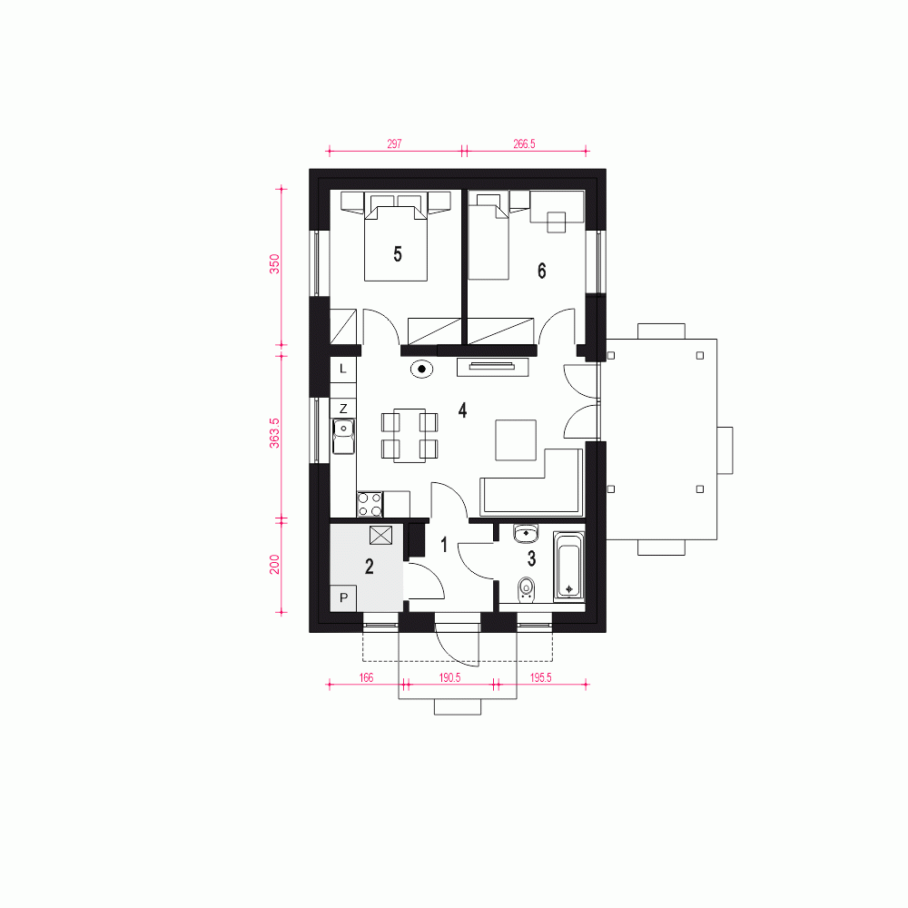 Rzut projektu Iwo - Parter