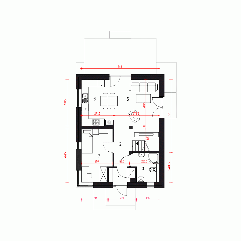 Rzut projektu Kiwi - Parter