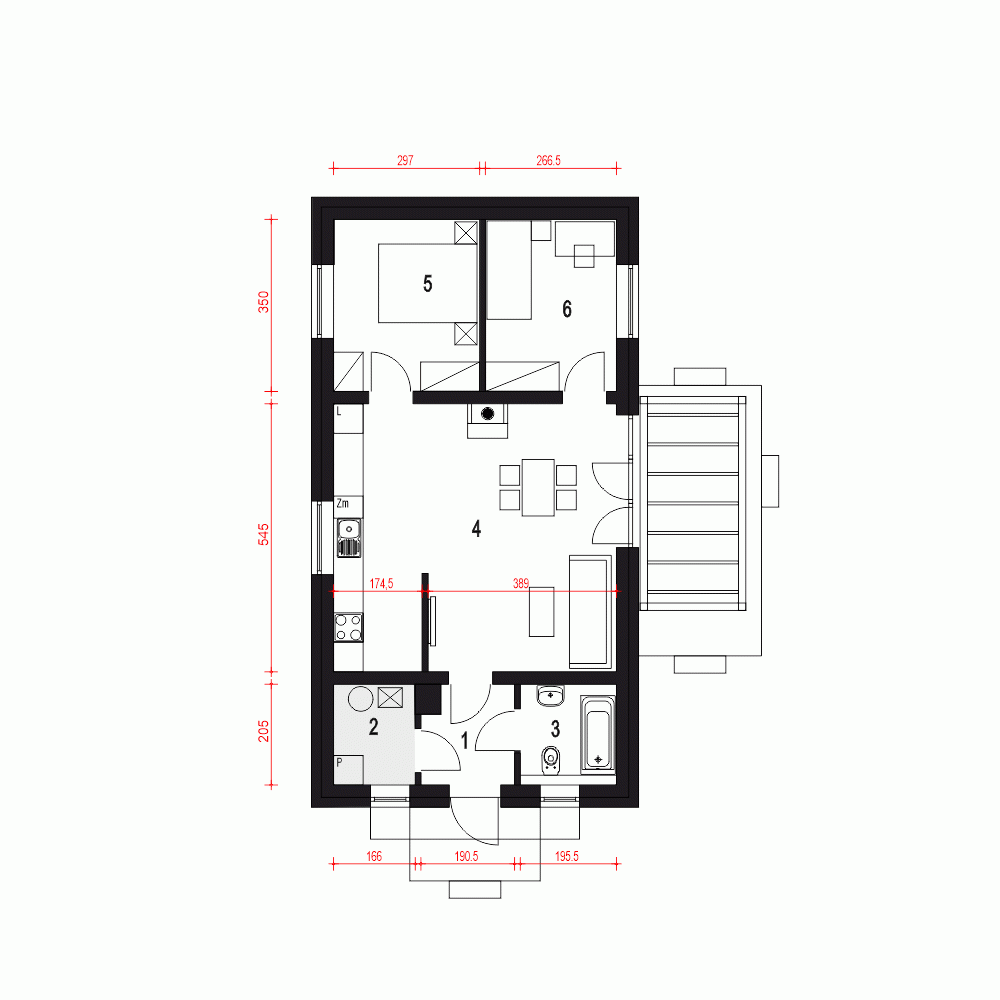 Rzut projektu Iwo II - Parter