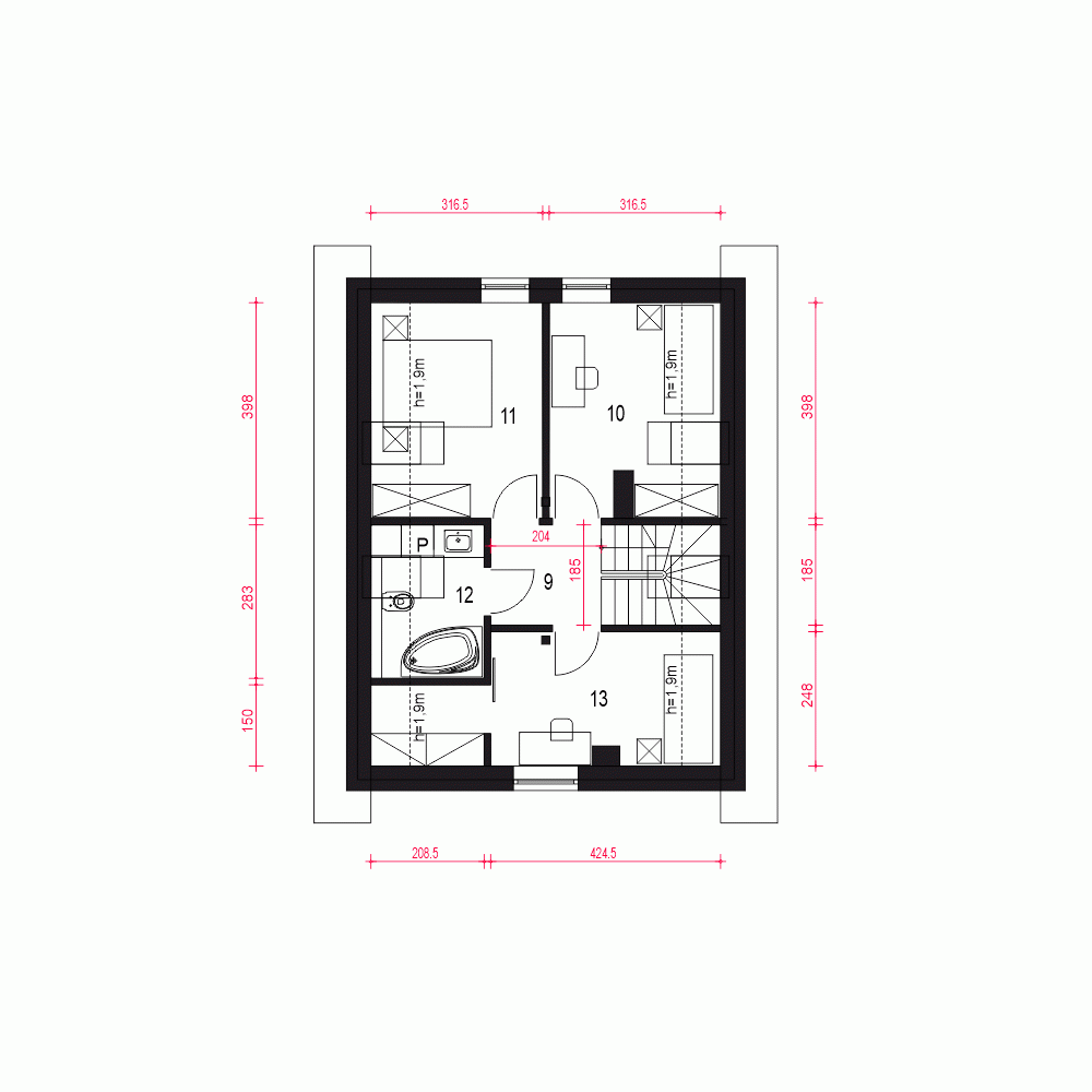Rzut projektu Kiwi II - Piętro