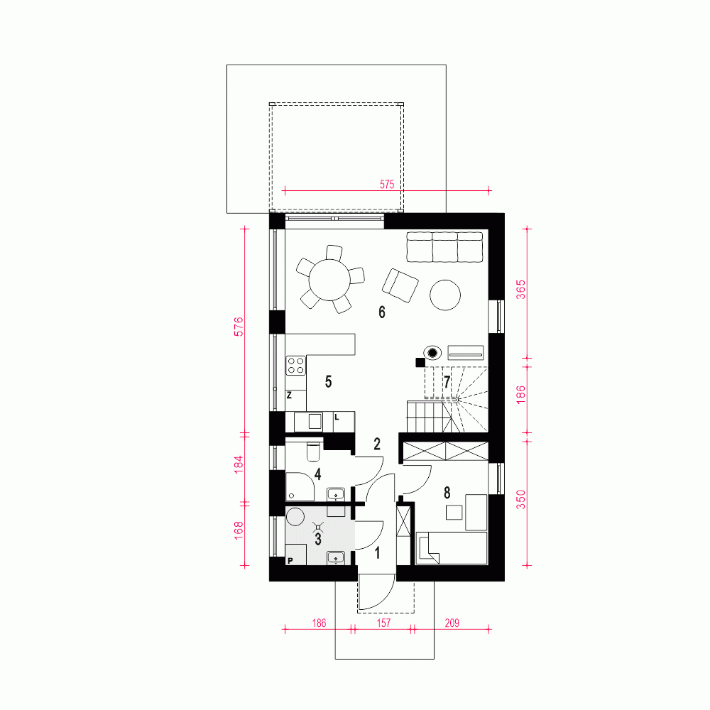 Rzut projektu Ada - Parter