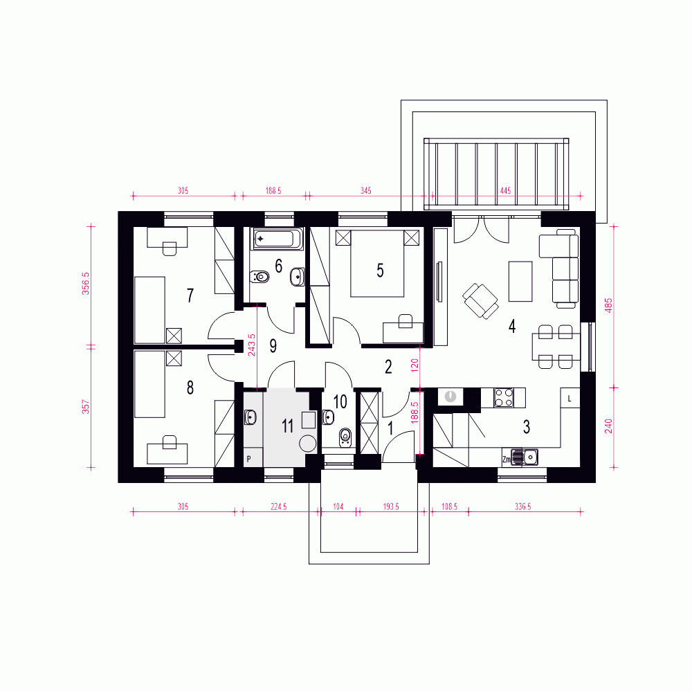 Rzut projektu Salsa - Parter