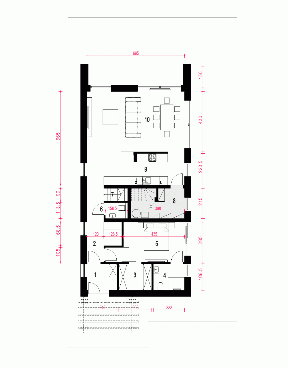 Rzut projektu Wygodny B - Parter