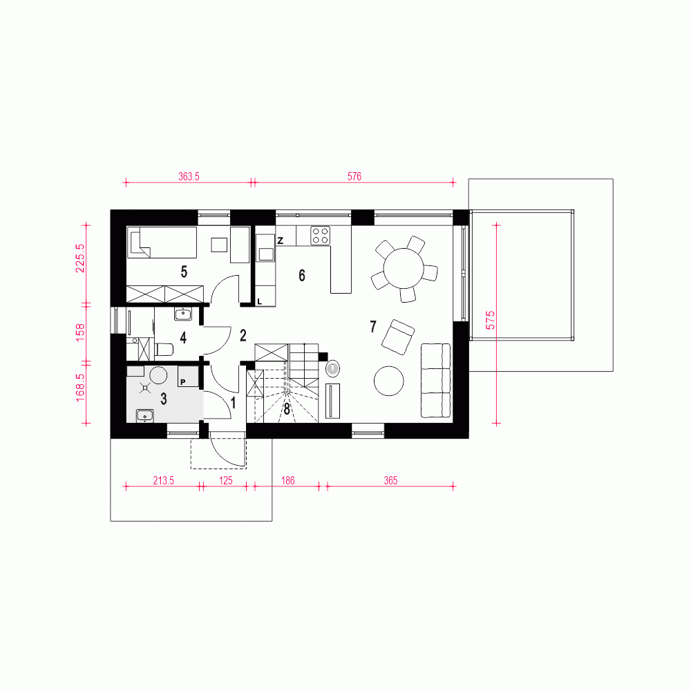 Rzut projektu Ada II - Parter