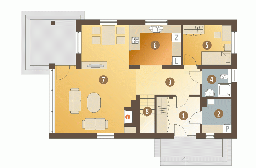 Rzut projektu Rumcajs B1 - Parter