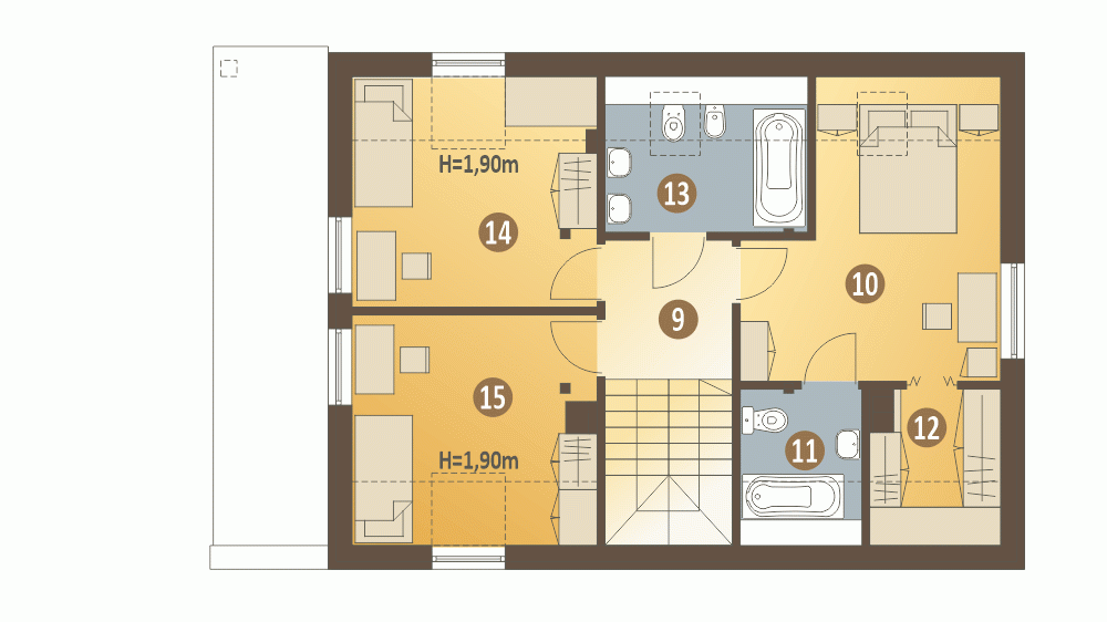 Rzut projektu Rumcajs B1 - Piętro