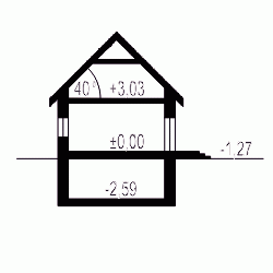 Rzut projektu Grab A1-ZBL1 z garażem - Przekrój