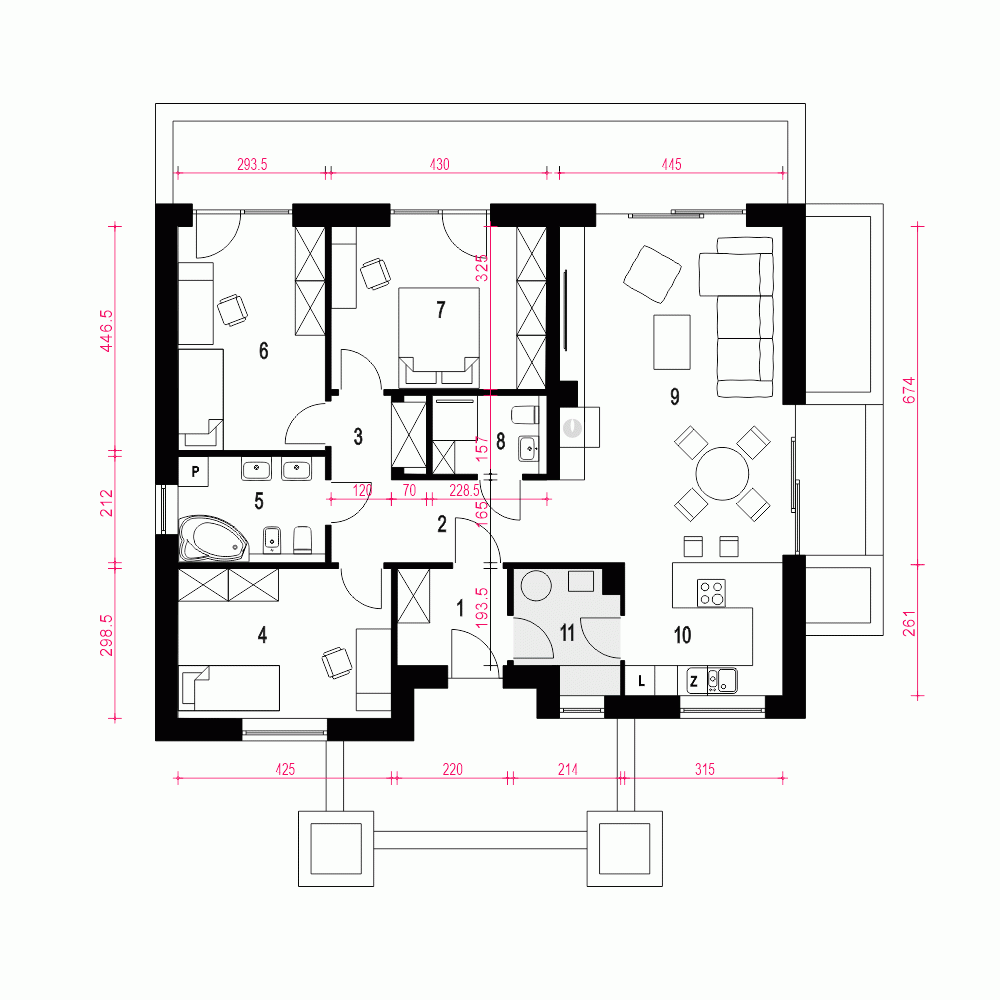 Rzut projektu Klara VI - Parter