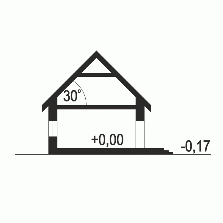 Rzut projektu Hyzop II z garażem - Przekrój
