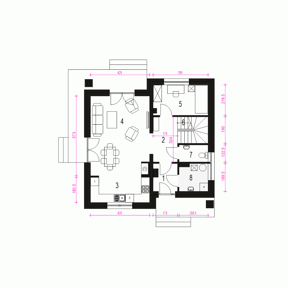 Rzut projektu Tadeusz III - Parter