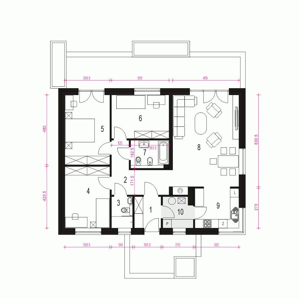 Rzut projektu Kalcyt IV - Parter