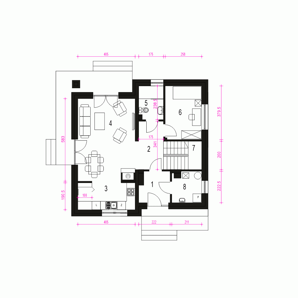 Rzut projektu Tadeusz IV - Parter