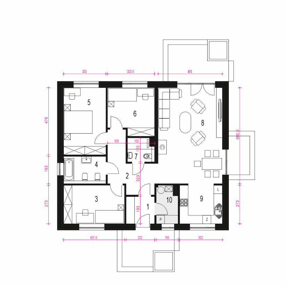 Rzut projektu Kalcyt V - Parter
