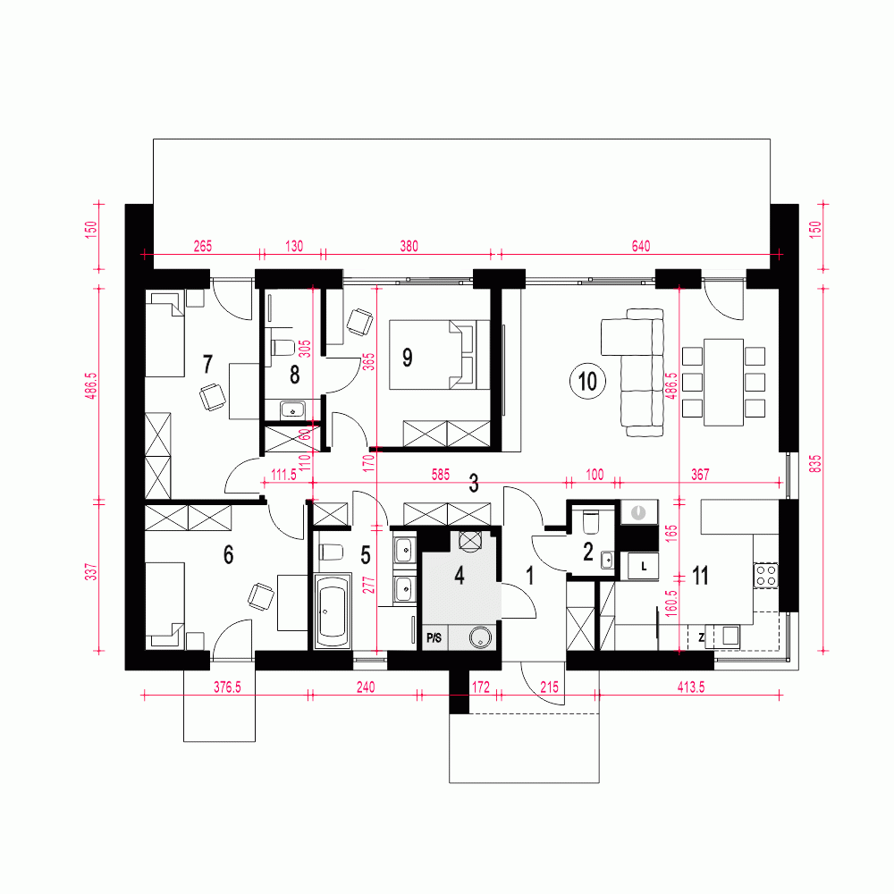 Rzut projektu Hyzop III - Parter