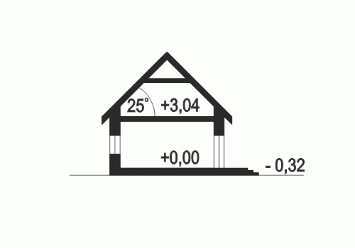 Rzut projektu Gaja z garażem - Przekrój