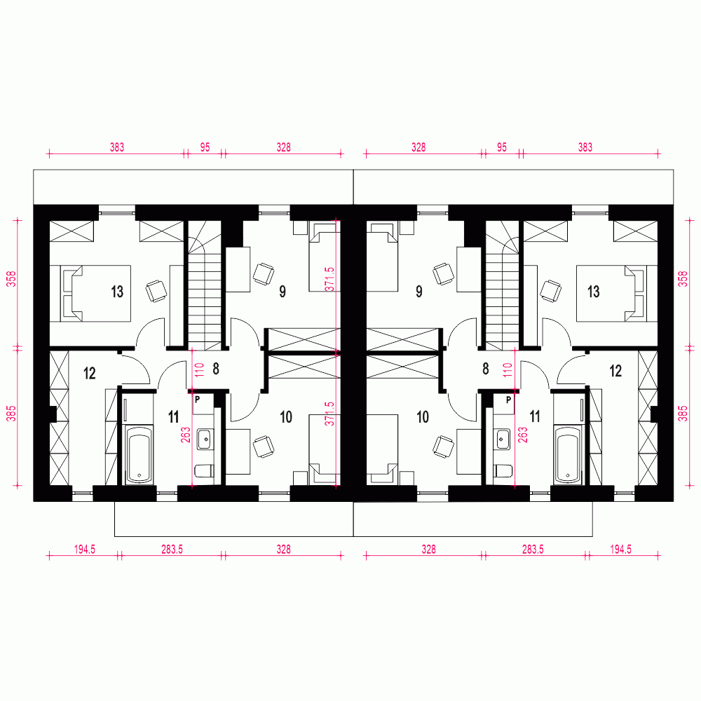 Rzut projektu Gaja A-BL z garażem - Piętro