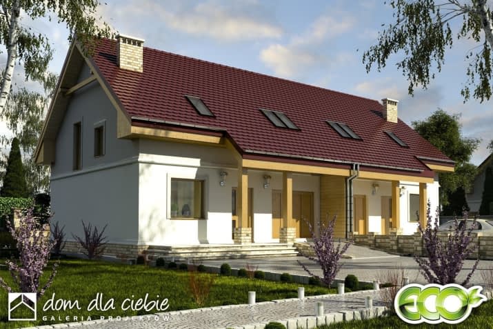 Szczęśliwa II bliźniak BL1 z garażem - wizualizacja 2