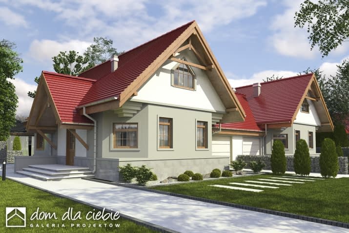 Lolek II bliźniak BL1 z garażem - wizualizacja 2