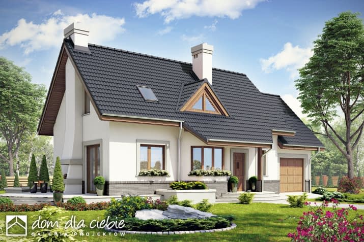 Agatka II styl A z garażem - wizualizacja 2