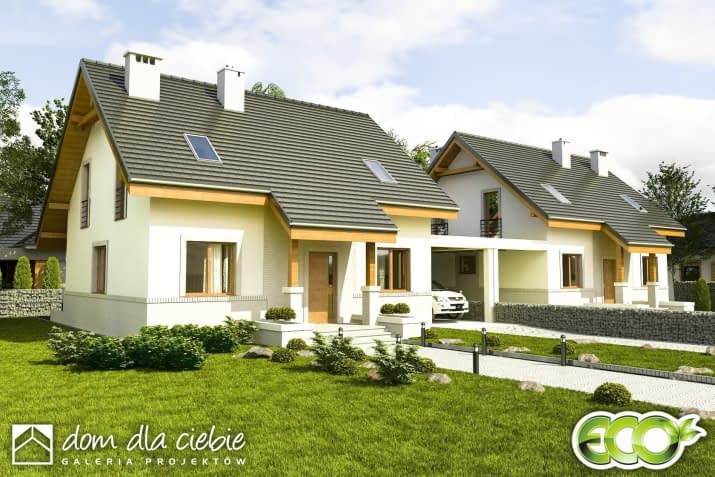 Gajówka A1-BL1 z wiatą - wizualizacja 2