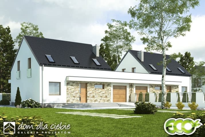 Sosnówka bliźniak A-BL1 z garażem - wizualizacja 2