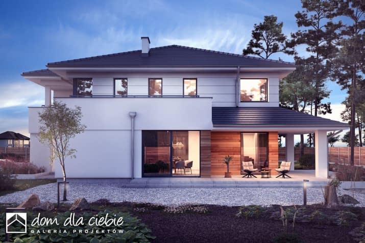 Willa sosnowa A1 z garażem 2st. - wizualizacja 2