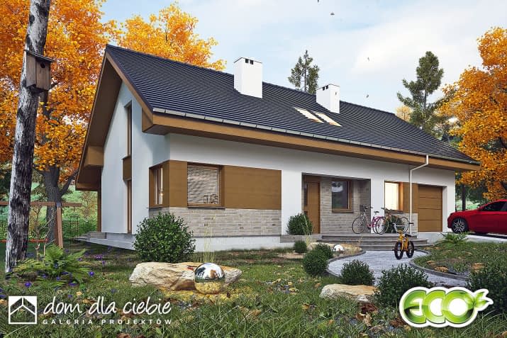 Paprotka z garażem - wizualizacja 2