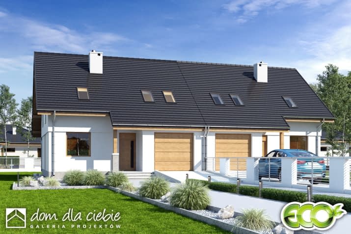 Biała A-BL z garażem - wizualizacja 2