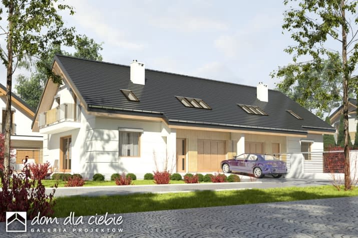 Nowinka III bliźniak A-BL1 z garażem - wizualizacja 2