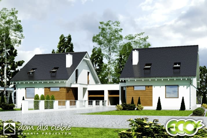 Głuszec A-BL1 z garażem - wizualizacja 2