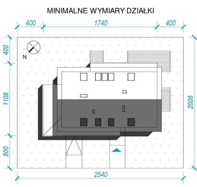 Rzut projektu Dla Aktywnych 2 - Usytuowanie na działce