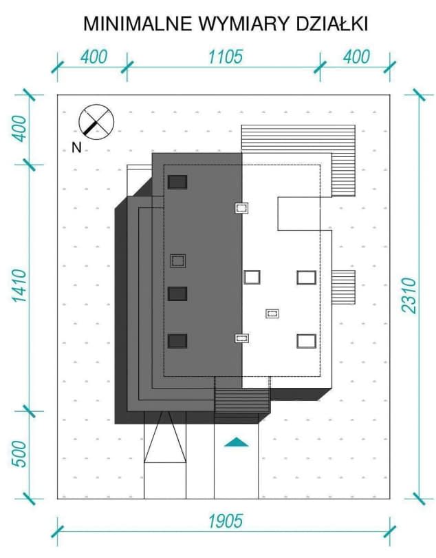 Rzut projektu Dla Ogrodnika 2 - Usytuowanie na działce