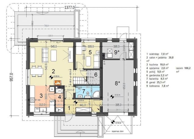Rzut projektu Jaskółka 5 z garażem XL - Rzut parteru